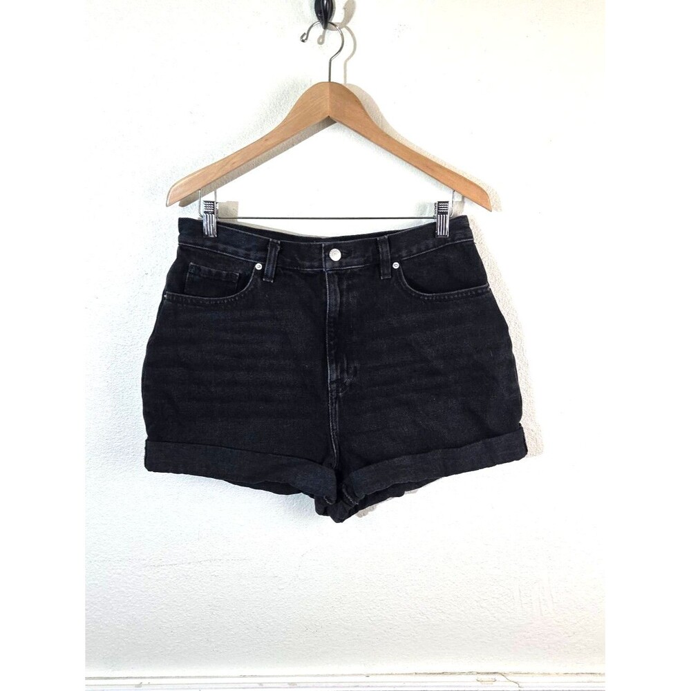 BDG Urban Outfitters Mom High Rise Denim Shorts Black Cuffed Size 31 12